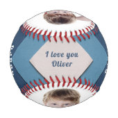 Happy Father's Day Blue Red 2フォトコラージュ 野球ボール (裏面)