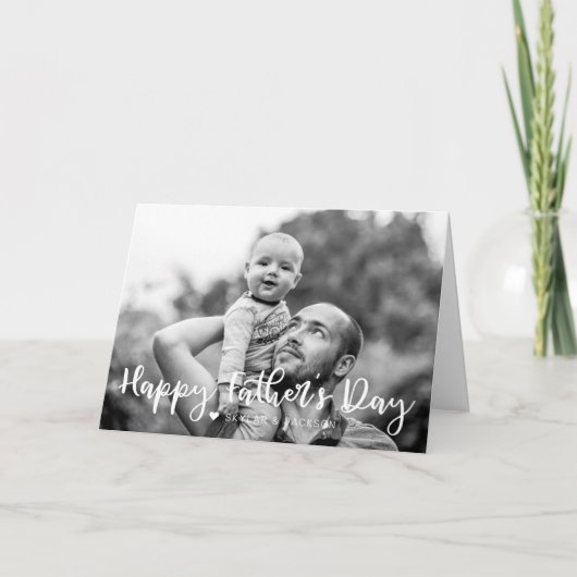 Happy Father's Day Brush Scriptフルフォト カード (正面)