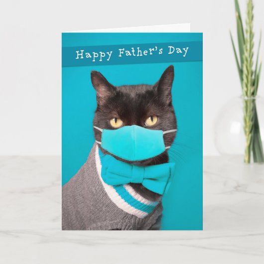 Happy Father's Day Cat Coronavirus Mask and Tie シーズンカード (正面)