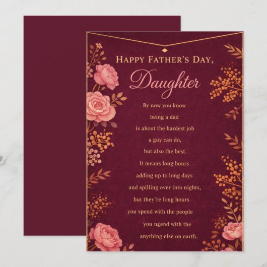 Happy Father's Day Daughter Card シーズンカード (正面/裏面)