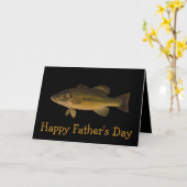 Happy Father's Day Fishing Fish Bass カード (黄色い花)