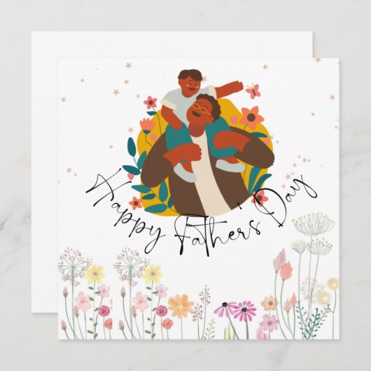 Happy Father's Day Flat Announcement Card 案内状 (正面/裏面)