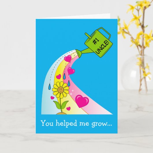Happy Father's Day for Uncle with Rainbow & ハート カード (黄色い花)