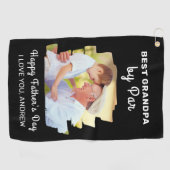 Happy Father's Day Grandpa By Par最高の Photo ゴルフタオル (横)