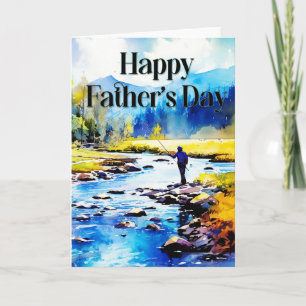Happy Father's Day Greeting Card - Fly Fishing シーズンカード