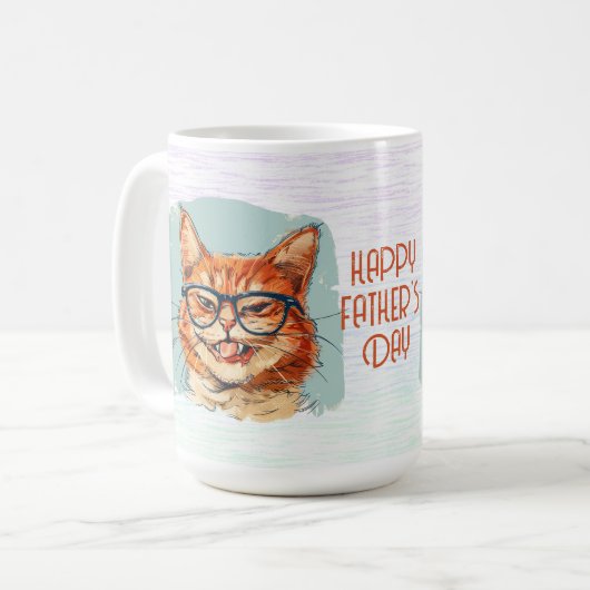 Happy Father's Day Hilarious Cat Coffee Mug コーヒーマグカップ (正面左)