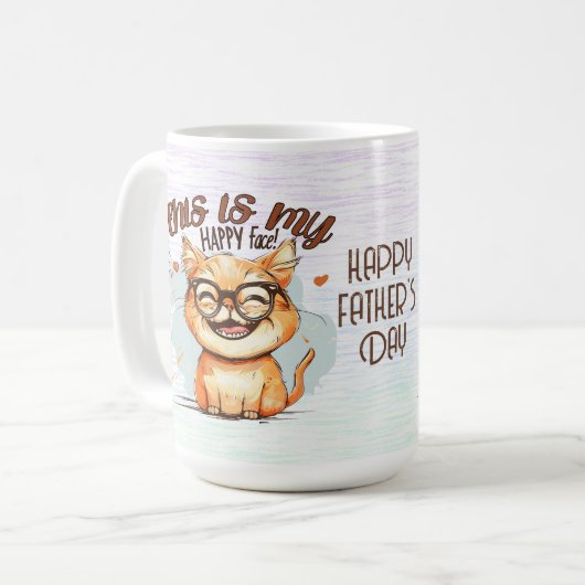 Happy Father's Day Hilarious Cat Coffee Mug コーヒーマグカップ (正面左)