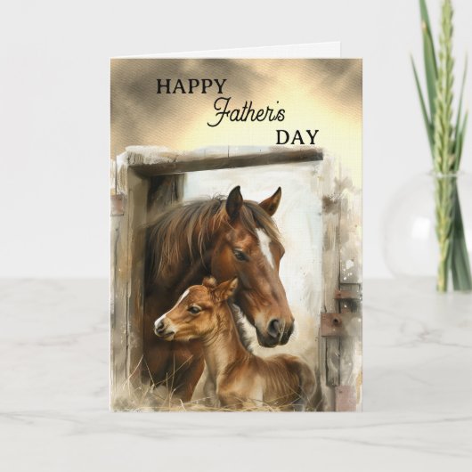 Happy Father's Day Horse and Foal カード (正面)