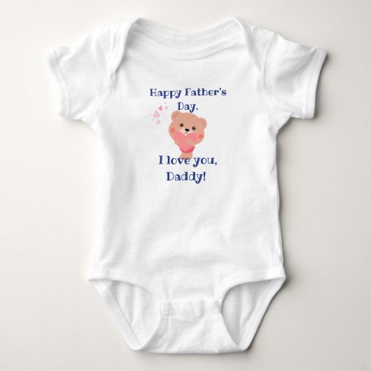 Happy father's day - i love you daddy - bear ベビーボディスーツ (正面)