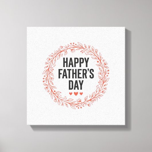 Happy Fathers Day Leaf Wreath Vintage Shirt Design キャンバスプリント (正面)