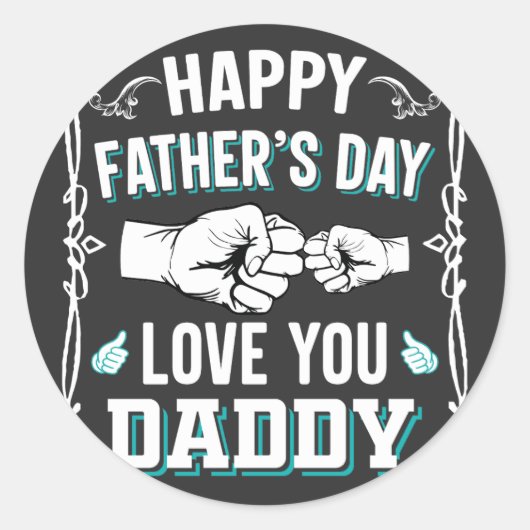 Happy Father's Day Love You Daddy ラウンドシール (正面)