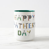 Happy Father's Day Mug with Tool Letterデザイン ツートーンマグカップ (中央)