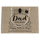 Happy Father's Day Number 1 Oneパパモノグラムロゴ ラージペーパーバッグ (正面)