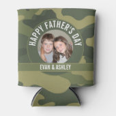 Happy Father's Day - Photo Camouflage Green 缶クーラー (正面)