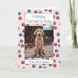 Happy Father's day Photo Dog Cat Pet Paw Prints カード