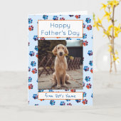 Happy Father's day Photo Dog Cat Pet Paw Prints カード (黄色い花)