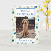 Happy Father's day Photo Dog Cat Pet Paw Prints カード (黄色い花)