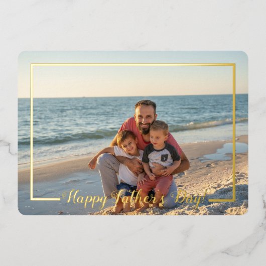 Happy Father's Day Photo w/ Foil Line Frame Card 箔招待状 (正面)
