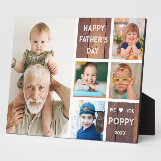 Happy Father's Day Poppy 5 Photo Collage Wood フォトプラーク (側面)