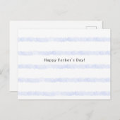 Happy Father's Day Quote Blue Stripes Card ポストカード (正面/裏面)