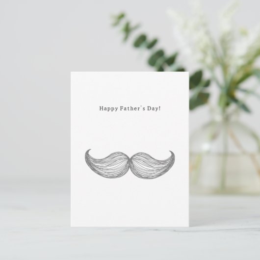 Happy Father's Day Quote Moustache Mustache Card ポストカード (スタンド正面)