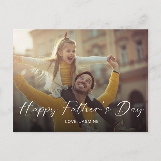 Happy Father's Day Scriptフォトモダンシンプル ポストカード (正面)