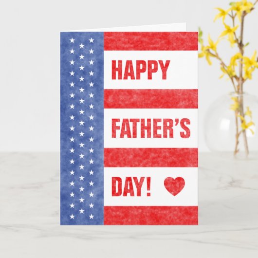 Happy Father's Day Stars and Stripes (5 x 7) カード (黄色い花)
