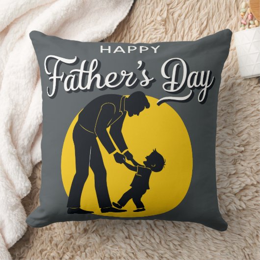 Happy Father's Day Teaching Son to Walk クッション (ブランケット)