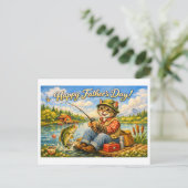 Happy Fathers Day to Your Favorite Fishing Cat Dad ポストカード (スタンド正面)