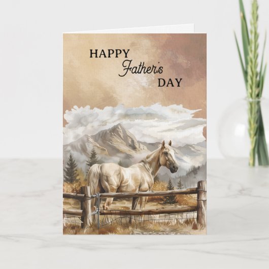 Happy Father's Day White Horse Mountains Clouds カード (正面)