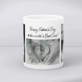 Happy Father's Day Worldの最高のパパ3枚の写真 コーヒーマグカップ