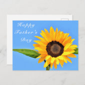 Happy Father's Day Yellow Sunflower on Blue Sky ポストカード (正面/裏面)