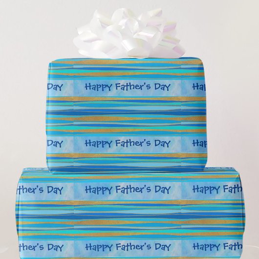 Happy Father's Day You can edit文字Blue ラッピングペーパー