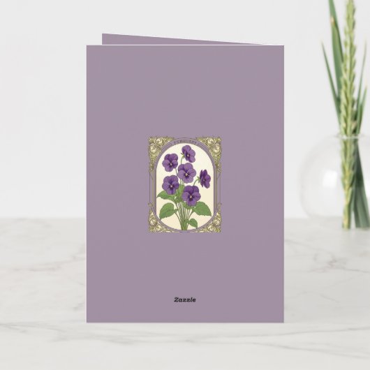 Happy February Birthday Viola Flowers カード (裏面)