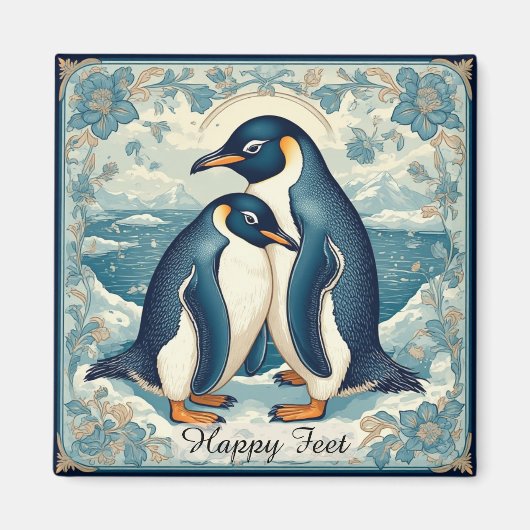 Happy Feet Penguin Ice Bird Couple Snow Glacier マグネット (正面)