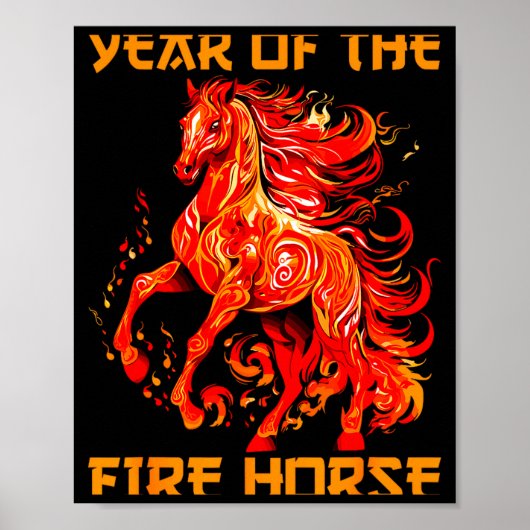 happy fire yea lunar year new horse chinese ポスター (正面)