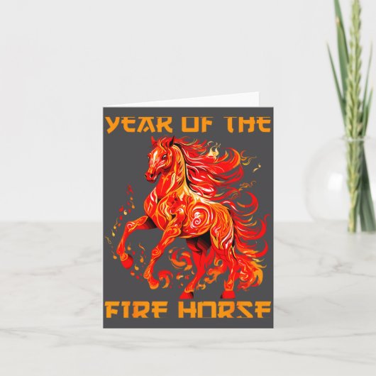 happy fire yea lunar year new horse chinese Fun カード (正面)