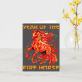 happy fire yea lunar year new horse chinese Fun カード (黄色い花)