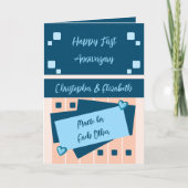 Happy First Anniversaryの名前を青い桃に追加 カード (正面)