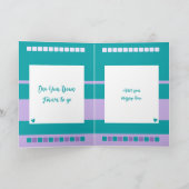 Happy First Anniversary名前の追加ターコイズ紫 カード (内部)