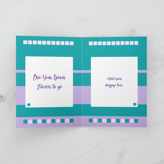 Happy First Anniversary追加フォトターコイズ紫 カード (内部)