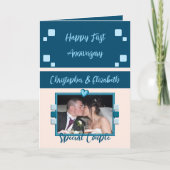 Happy First Anniversary追加フォトブルーピーチ カード (正面)