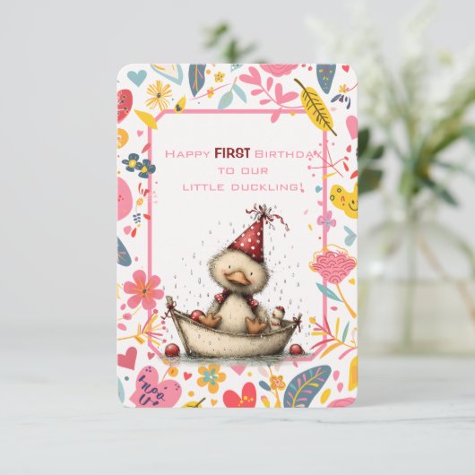 Happy First Birthday Our Little Duckling 招待状 (スタンド正面)
