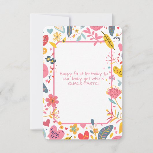 Happy First Birthday Our Little Duckling 招待状 (裏面)