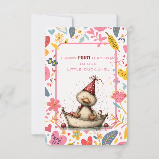 Happy First Birthday Our Little Duckling 招待状 (正面)