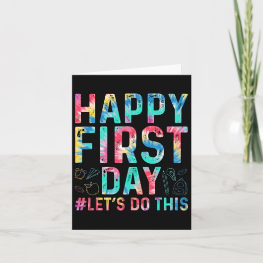 Happy First Day Let's Do This Welcome バイクで学校へ カード (正面)