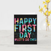 Happy First Day Let's Do This Welcome バイクで学校へ カード (黄色い花)