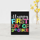 Happy First Day Of 3rd Grade Leopard Back To Schoo カード (黄色い花)