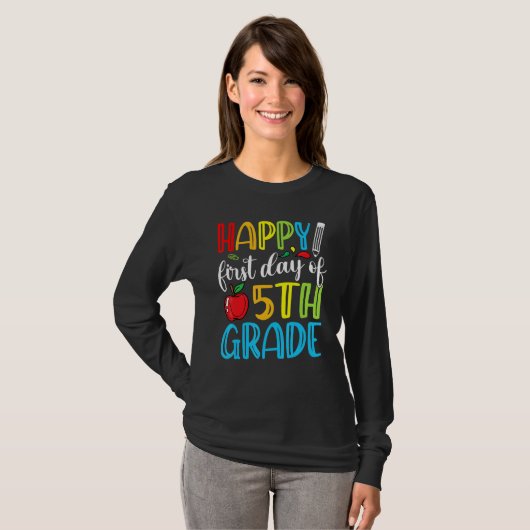 Happy First Day Of 5th Grade Cute Back To School Tシャツ (正面フル)