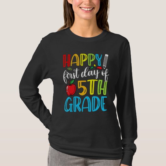 Happy First Day Of 5th Grade Cute Back To School Tシャツ (正面)